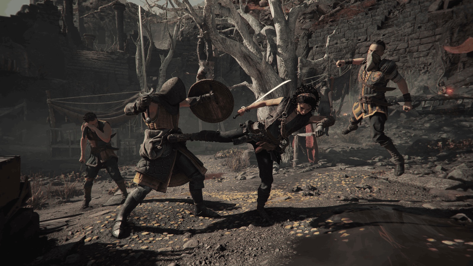 Sophia fights multiple armed enemies in an official Resonance gameplay screenshot